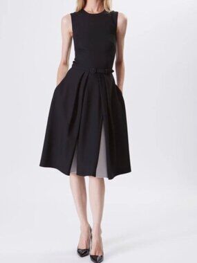 Ralph Lauren Collection Purple Label dress 10 black white fit flare w/ pockets